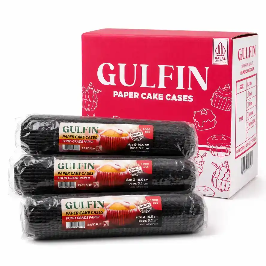 Gulfin Cake Cases 10.5cm Glassine Black ukuran 10.50 cm satuan Dos harga Rp 820.000 per Dos