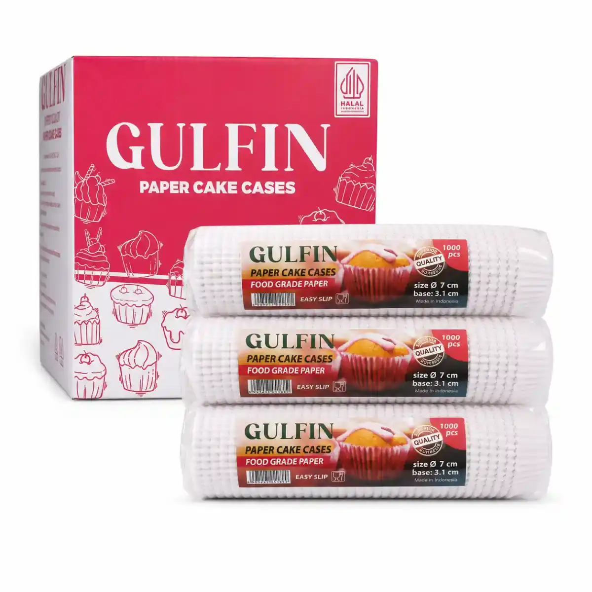 Gulfin Cake Cases 7cm White ukuran 7.00 cm satuan Dos harga Rp 417.000 per Dos