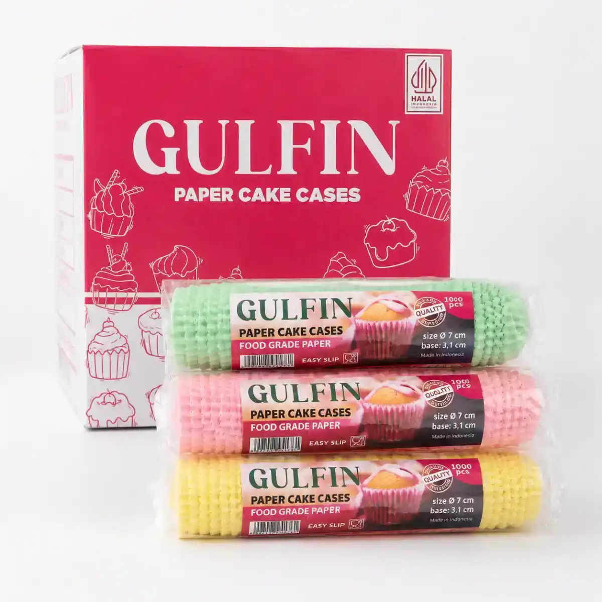Gulfin Cake Cases 7cm WT campur ukuran 7.00 cm satuan Dos harga Rp 730.000 per Dos