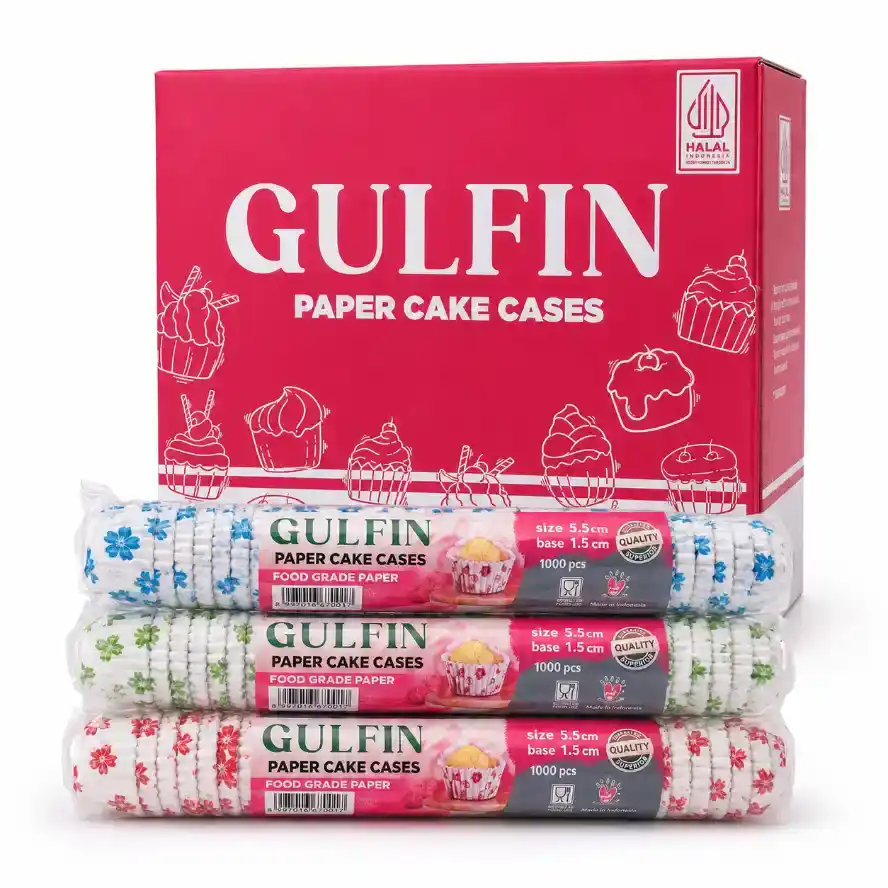 Gulfin Cake Cases 5.5cm Floral ukuran 5.50 cm satuan Dos harga Rp 470.000 per Dos