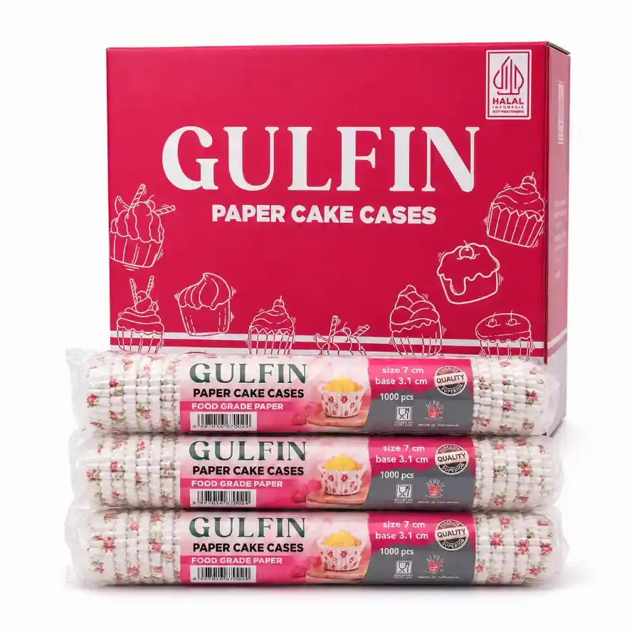 Gulfin Cake Cases 7cm Floral ukuran 7.00 cm satuan Dos harga Rp 460.000 per Dos