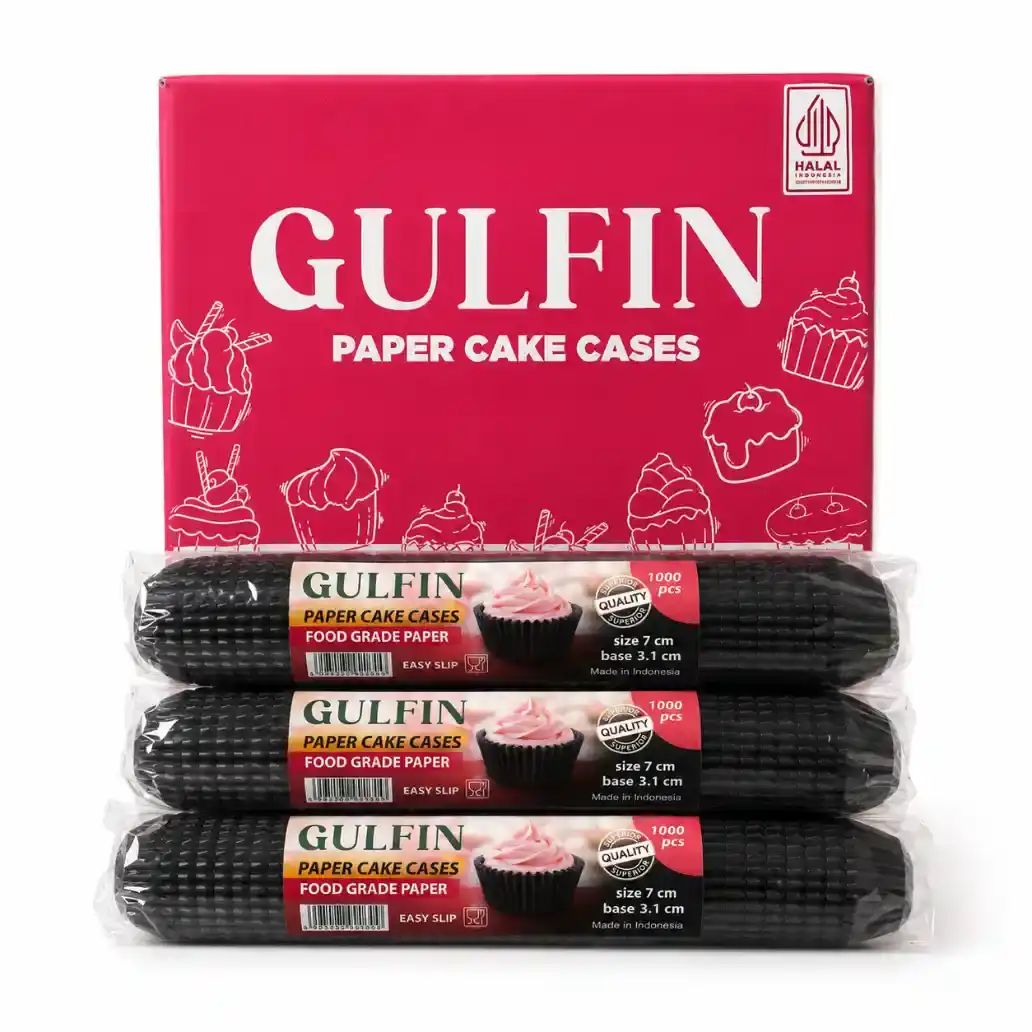Gulfin Cake Cases 7cm Glassine Black ukuran 7.00 cm satuan Dos harga Rp 980.000 per Dos